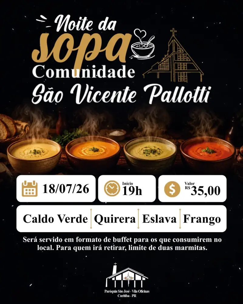 Official poster: Noite da Sopa da Comunidade São Vicente Pallotti
