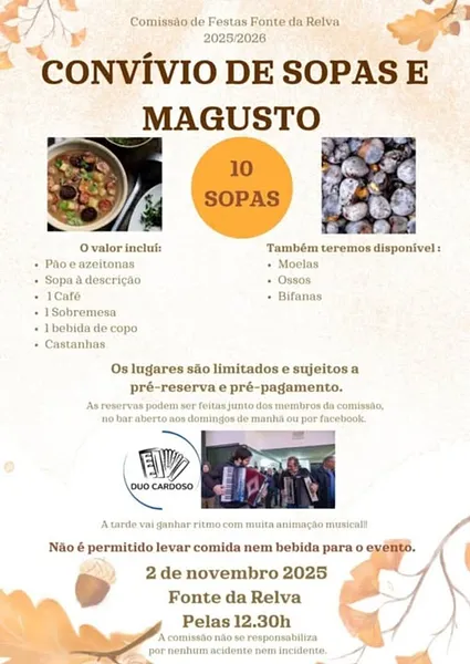 Convívio de sopas e magusto Fonte da Relva - Soure  2025