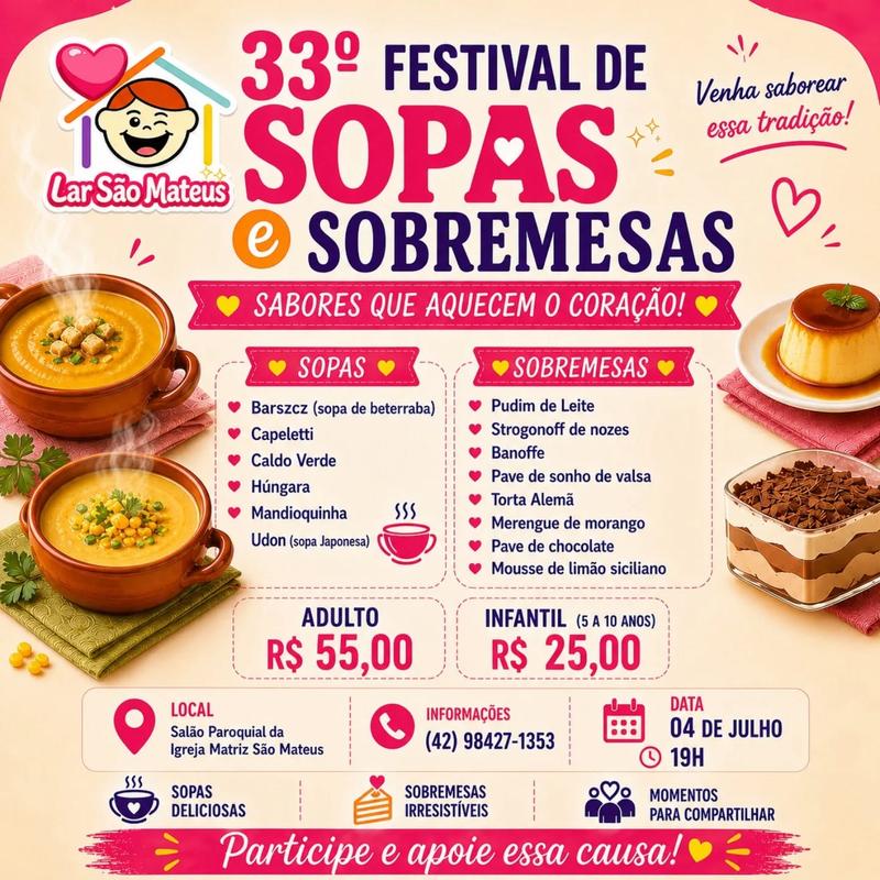 Official poster: Festival de Sopas e Sobremesas do Lar São Mateus