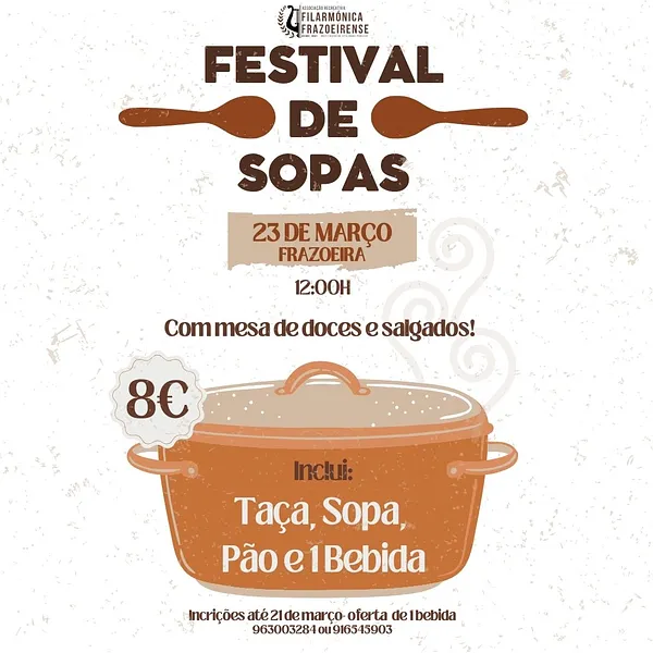 Festival de Sopas na Frazoeira – 23 de março - Frazoeira 2025