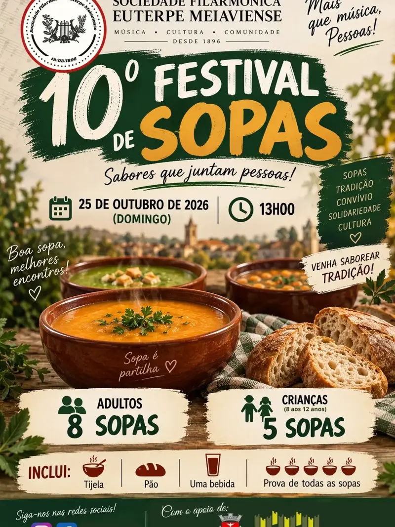 Cartaz oficial: Festival de Sopas da Sociedade Filarmónica Euterpe Meiaviense