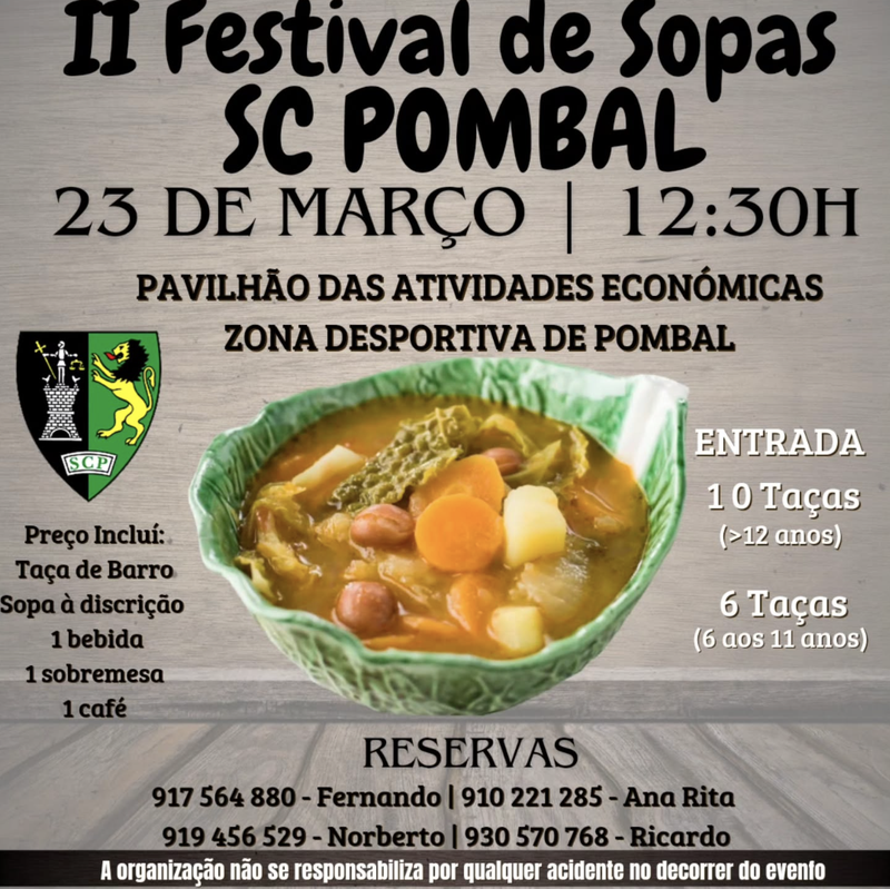 Cartaz oficial: Festival de Sopas do SC Pombal